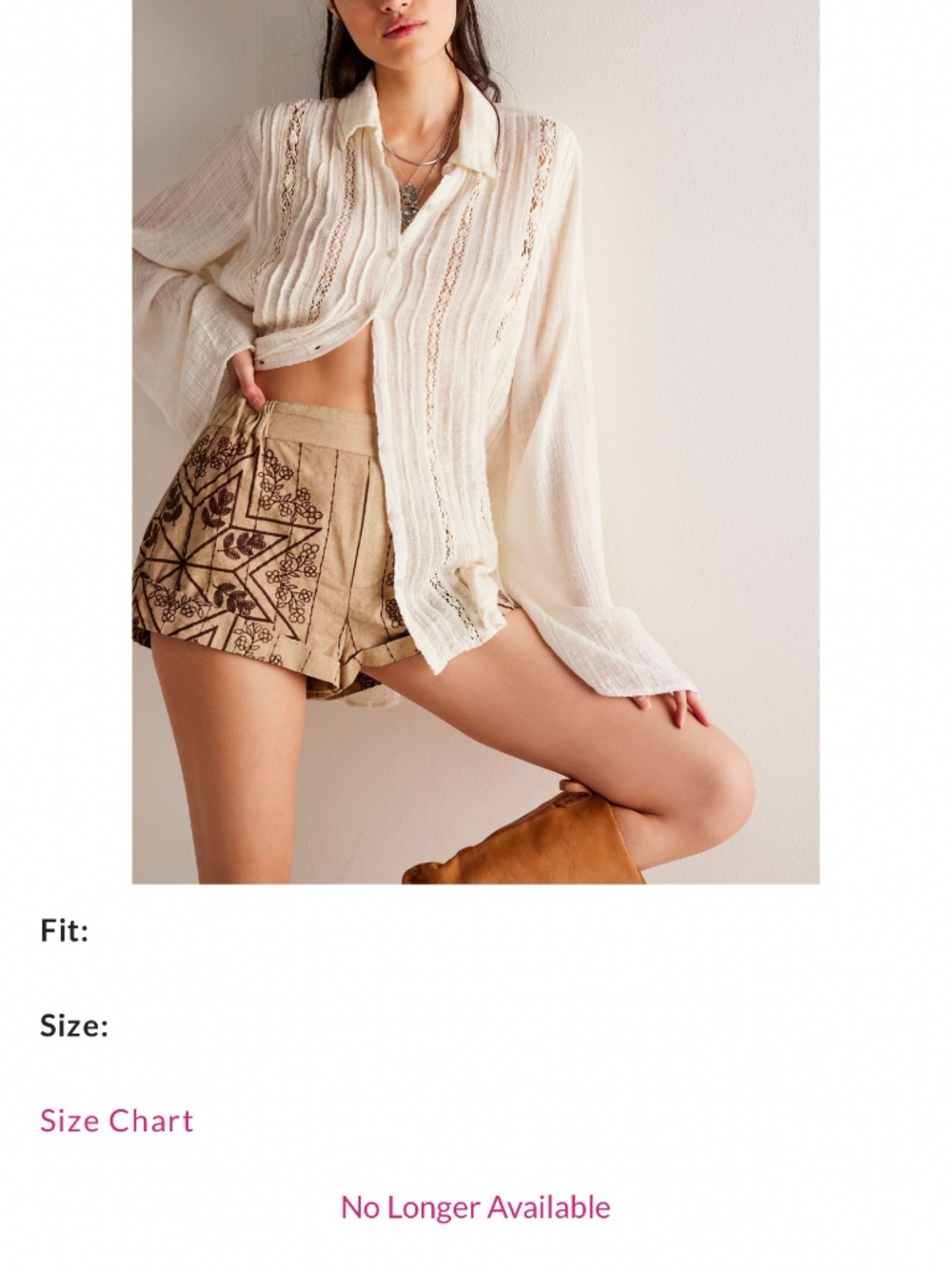 Free people embroidered shorts
